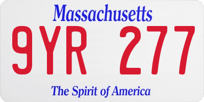 MA license plate 9YR277