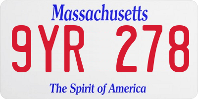 MA license plate 9YR278