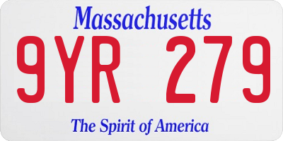 MA license plate 9YR279