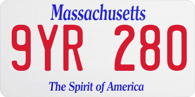 MA license plate 9YR280