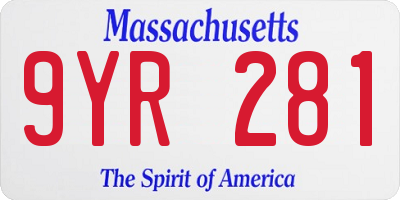 MA license plate 9YR281