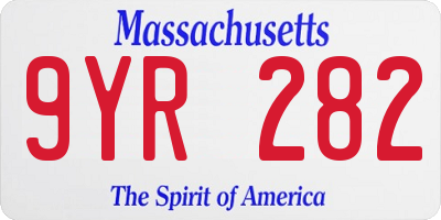 MA license plate 9YR282