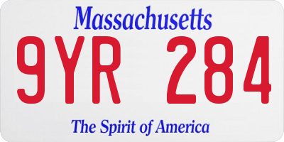 MA license plate 9YR284