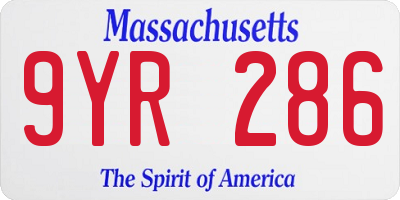 MA license plate 9YR286