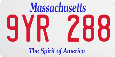MA license plate 9YR288