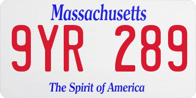 MA license plate 9YR289