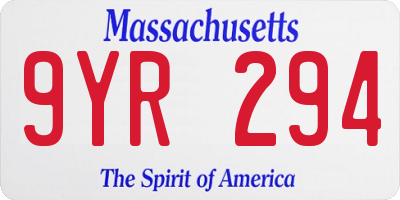 MA license plate 9YR294