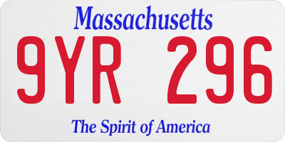 MA license plate 9YR296