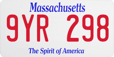 MA license plate 9YR298