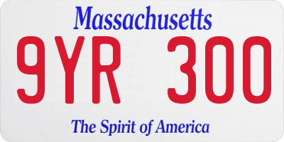 MA license plate 9YR300