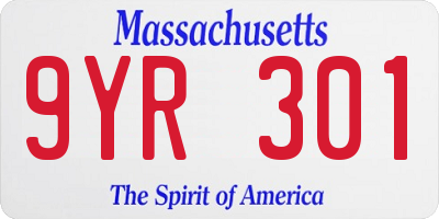 MA license plate 9YR301