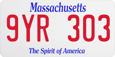 MA license plate 9YR303