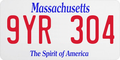 MA license plate 9YR304