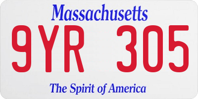 MA license plate 9YR305