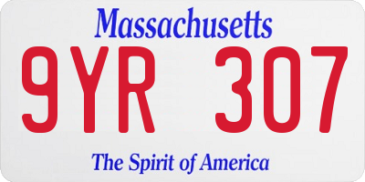 MA license plate 9YR307