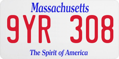 MA license plate 9YR308