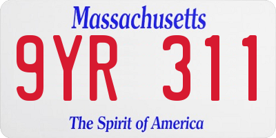 MA license plate 9YR311