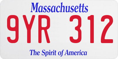MA license plate 9YR312