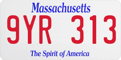 MA license plate 9YR313