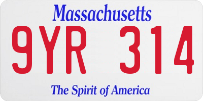 MA license plate 9YR314