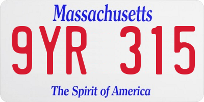 MA license plate 9YR315