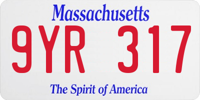 MA license plate 9YR317