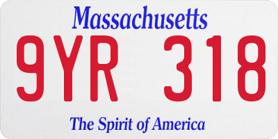 MA license plate 9YR318