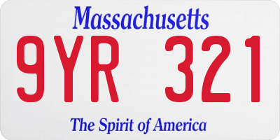 MA license plate 9YR321