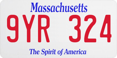 MA license plate 9YR324