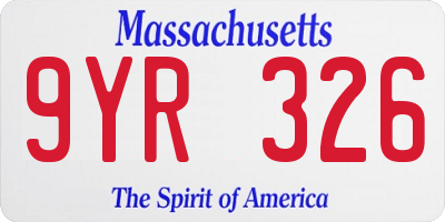 MA license plate 9YR326