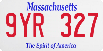 MA license plate 9YR327