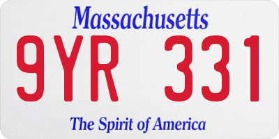 MA license plate 9YR331