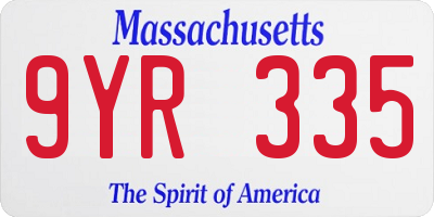 MA license plate 9YR335