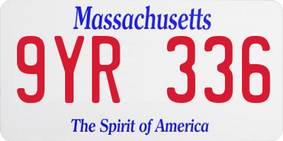 MA license plate 9YR336