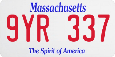 MA license plate 9YR337