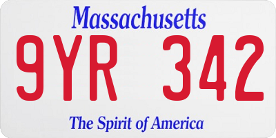 MA license plate 9YR342