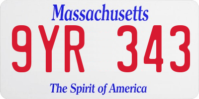 MA license plate 9YR343