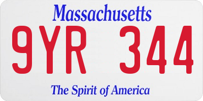 MA license plate 9YR344