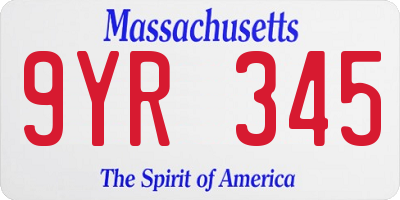 MA license plate 9YR345