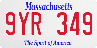 MA license plate 9YR349