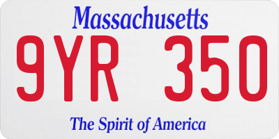 MA license plate 9YR350