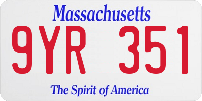 MA license plate 9YR351