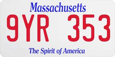 MA license plate 9YR353