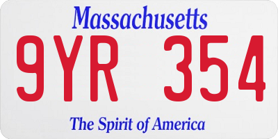MA license plate 9YR354