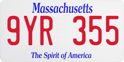 MA license plate 9YR355