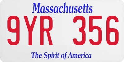 MA license plate 9YR356
