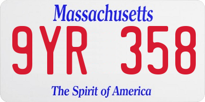 MA license plate 9YR358