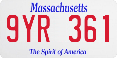 MA license plate 9YR361