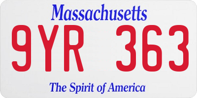 MA license plate 9YR363