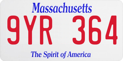MA license plate 9YR364